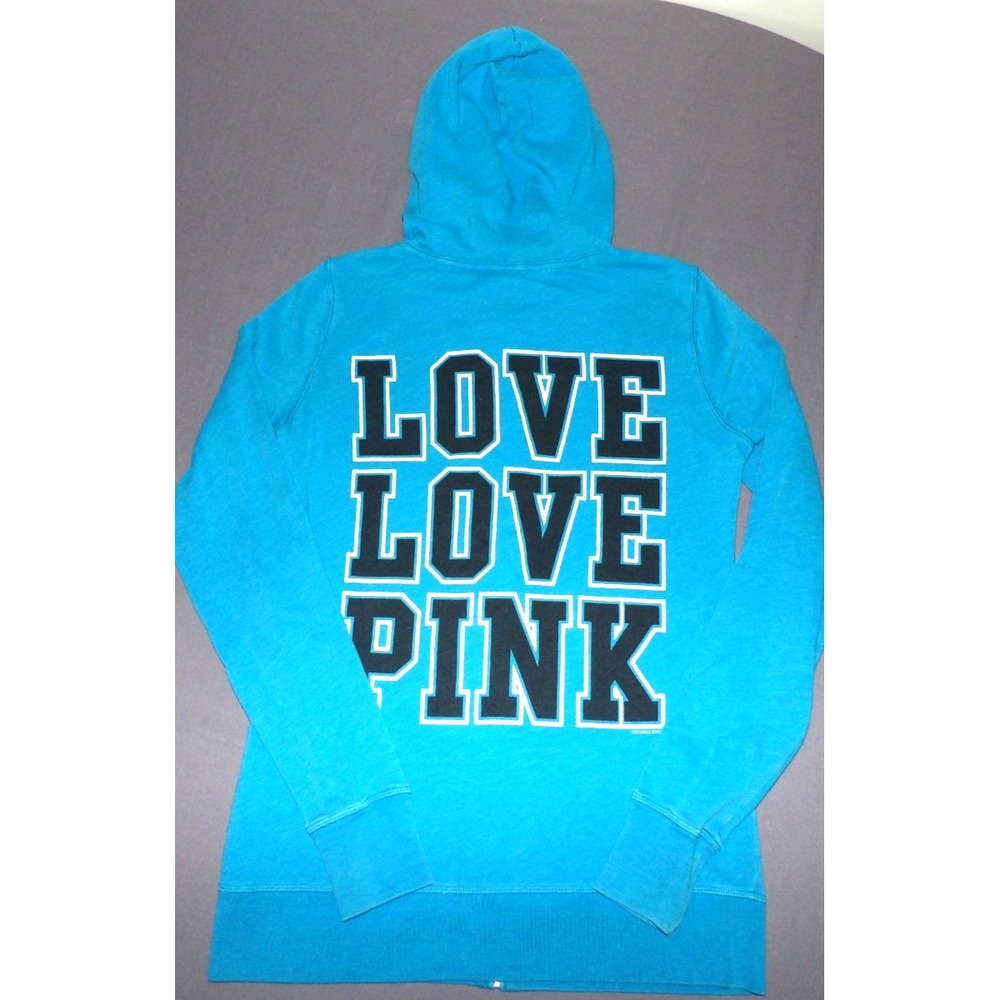 Victoria's Secret PINK Vintage Y2K Blue Zip-Up Hoodie Sweatshirt Women's XS